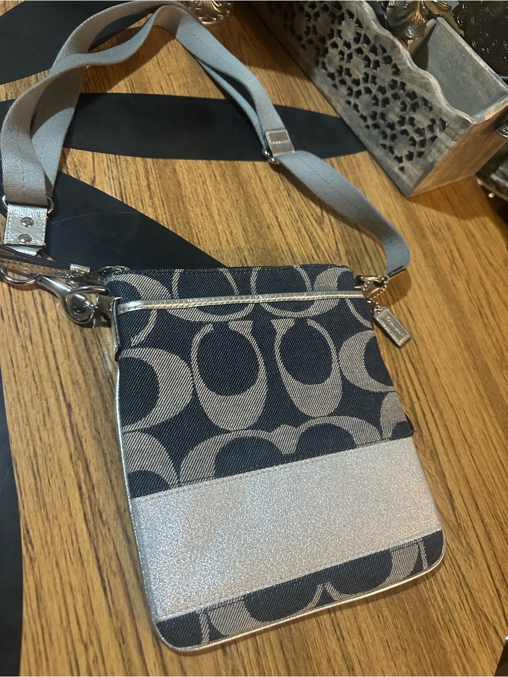 Vintage Coach denim Signature Crossbody Bag - like new :)